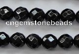 CBS504 15.5 inches 7mm faceted round A grade black spinel beads