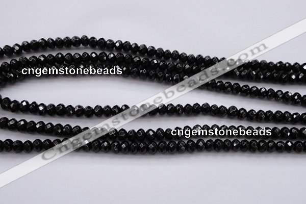 CBS508 15.5 inches 4*6mm faceted rondelle A grade black spinel beads