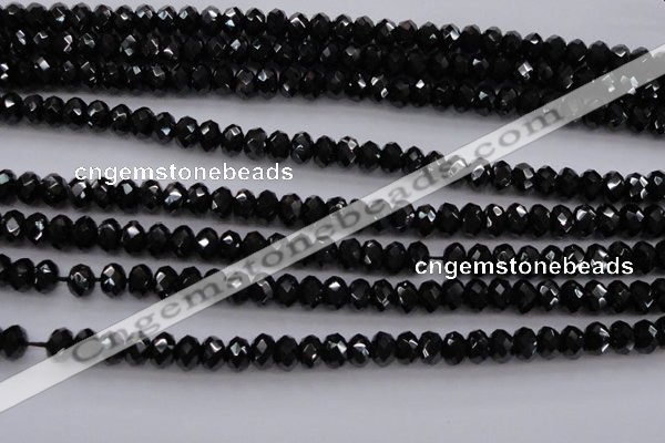 CBS514 15.5 inches 4*6mm faceted rondelle AA grade black spinel beads