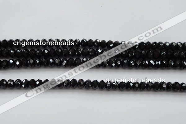 CBS515 15.5 inches 5*7mm faceted rondelle AA grade black spinel beads