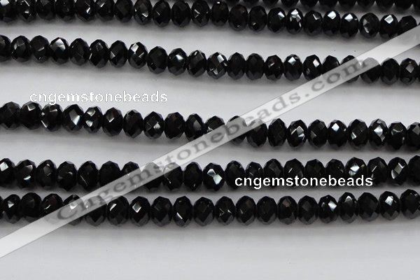 CBS516 15.5 inches 6*8mm faceted rondelle AA grade black spinel beads