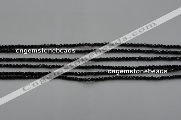 CBS520 15.5 inches 2mm faceted round A grade black spinel beads