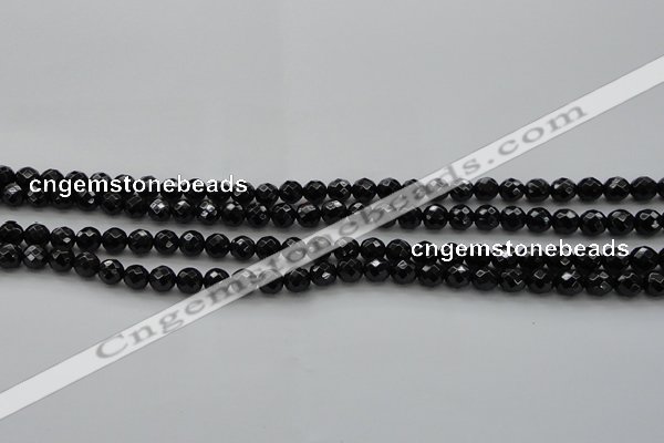 CBS522 15.5 inches 6mm faceted round A grade black spinel beads