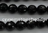 CBS523 15.5 inches 8mm faceted round A grade black spinel beads