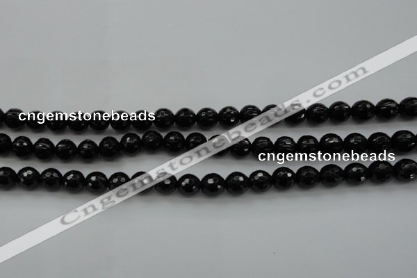 CBS523 15.5 inches 8mm faceted round A grade black spinel beads