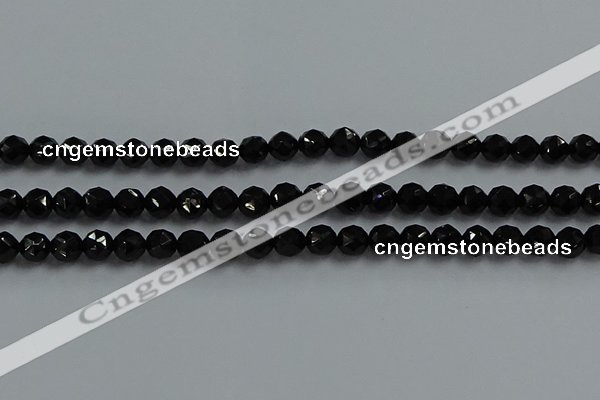 CBS525 15.5 inches 6mm faceted round natural black spinel beads