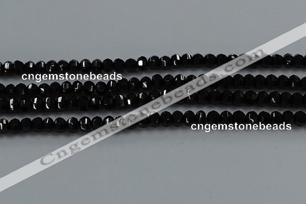 CBS529 15.5 inches 3*5mm lantern-shaped natural black spinel beads