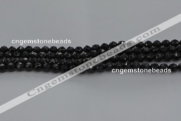 CBS536 15.5 inches 6mm faceted round black spinel beads