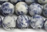 CBS618 15 inches 8mm round matte blue spot stone beads