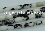 CBW117 15.5 inches 6*8mm rice black & white jasper beads