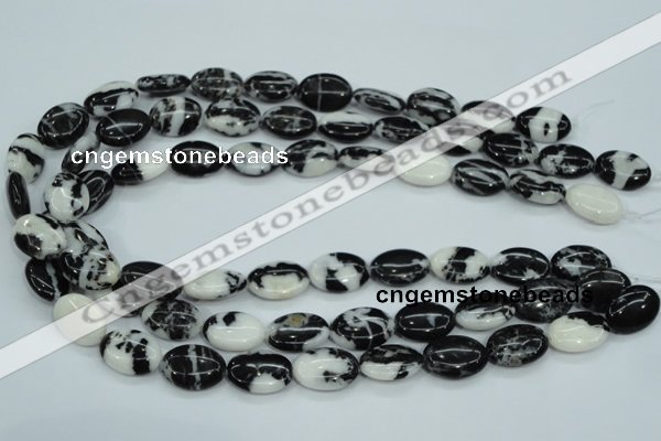 CBW125 15.5 inches 13*18mm oval black & white jasper beads