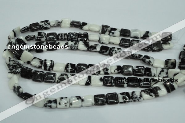 CBW133 15.5 inches 12*12mm square black & white jasper beads