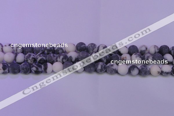 CBW150 15.5 inches 4mm round matte black & white jasper beads