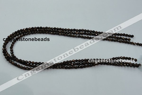 CBZ102 15.5 inches 4mm faceted round bronzite gemstone beads