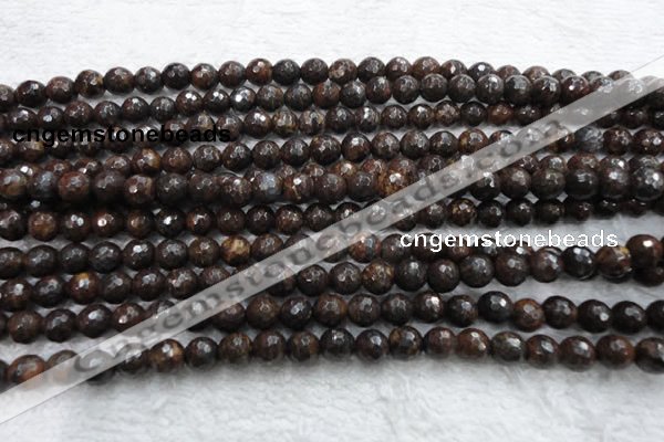 CBZ103 15.5 inches 6mm faceted round bronzite gemstone beads