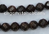 CBZ105 15.5 inches 10mm faceted round bronzite gemstone beads