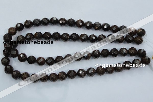 CBZ105 15.5 inches 10mm faceted round bronzite gemstone beads