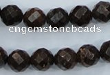 CBZ106 15.5 inches 12mm faceted round bronzite gemstone beads