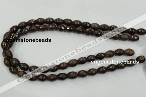 CBZ108 15.5 inches 10*13mm faceted rice bronzite gemstone beads