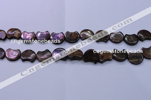 CBZ111 15.5 inches 15*18mm curved moon bronzite gemstone beads