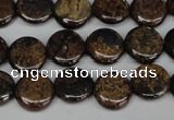 CBZ209 15.5 inches 12mm flat round bronzite gemstone beads