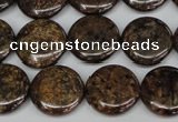 CBZ211 15.5 inches 16mm flat round bronzite gemstone beads