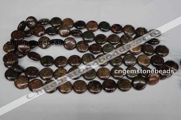 CBZ211 15.5 inches 16mm flat round bronzite gemstone beads