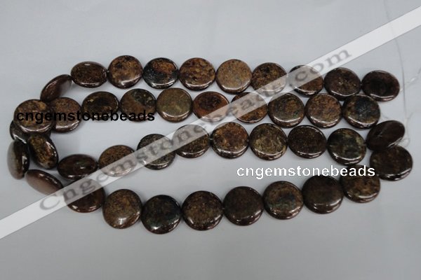 CBZ213 15.5 inches 20mm flat round bronzite gemstone beads