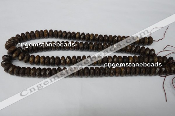 CBZ404 15.5 inches 6*12mm faceted rondelle bronzite gemstone beads