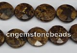 CBZ431 15.5 inches 15mm faceted coin bronzite gemstone beads