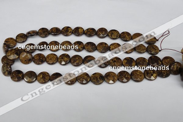 CBZ431 15.5 inches 15mm faceted coin bronzite gemstone beads