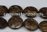 CBZ432 15.5 inches 18mm faceted coin bronzite gemstone beads