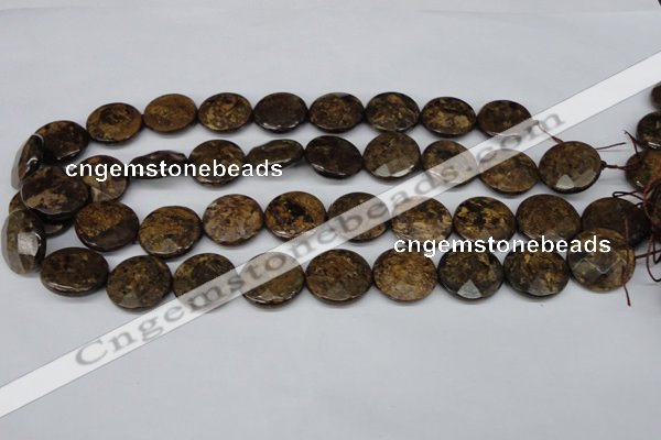 CBZ432 15.5 inches 18mm faceted coin bronzite gemstone beads