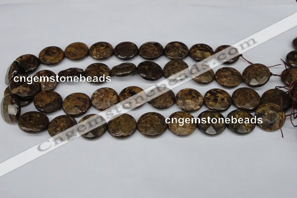 CBZ433 15.5 inches 20mm faceted coin bronzite gemstone beads