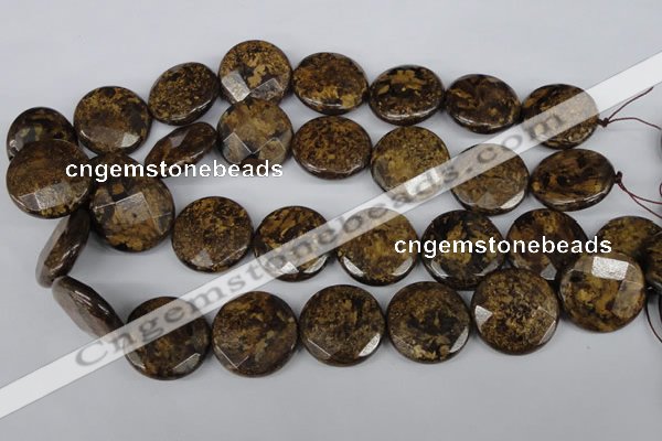 CBZ434 15.5 inches 25mm faceted coin bronzite gemstone beads