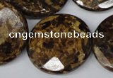 CBZ435 15.5 inches 30mm faceted coin bronzite gemstone beads