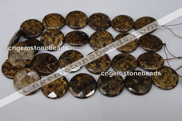 CBZ435 15.5 inches 30mm faceted coin bronzite gemstone beads