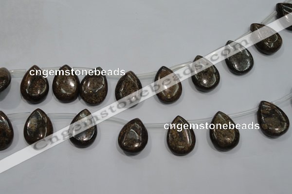 CBZ501 Top-drilled 12*16mm flat teardrop bronzite gemstone beads