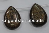 CBZ502 Top-drilled 13*18mm flat teardrop bronzite gemstone beads