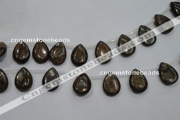 CBZ502 Top-drilled 13*18mm flat teardrop bronzite gemstone beads