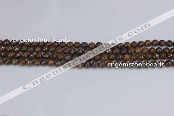 CBZ610 15.5 inches 4mm faceted round bronzite gemstone beads