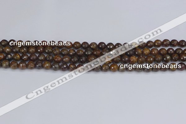 CBZ611 15.5 inches 6mm faceted round bronzite gemstone beads