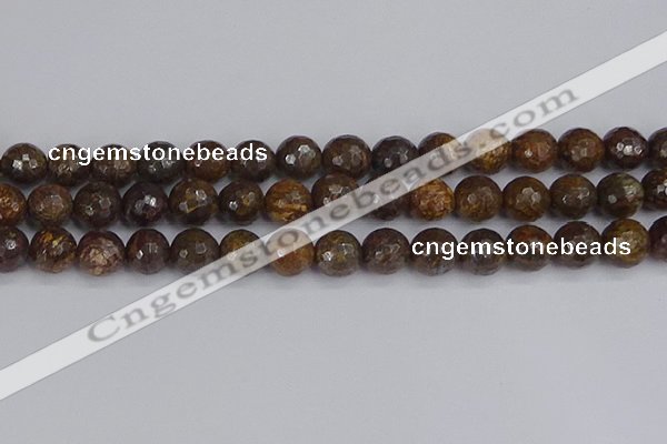 CBZ614 15.5 inches 12mm faceted round bronzite gemstone beads