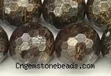 CBZ633 15 inches 12mm faceted round bronzite beads wholesale