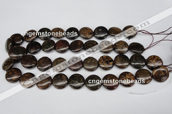 CBZ70 15.5 inches 20mm flat round bronzite gemstone beads