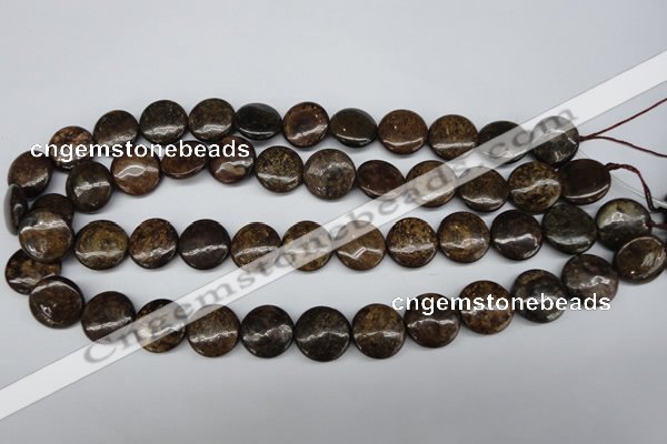 CBZ73 15.5 inches 16mm flat round bronzite gemstone beads