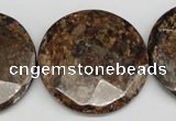 CBZ85 15.5 inches 32mm faceted coin bronzite gemstone beads