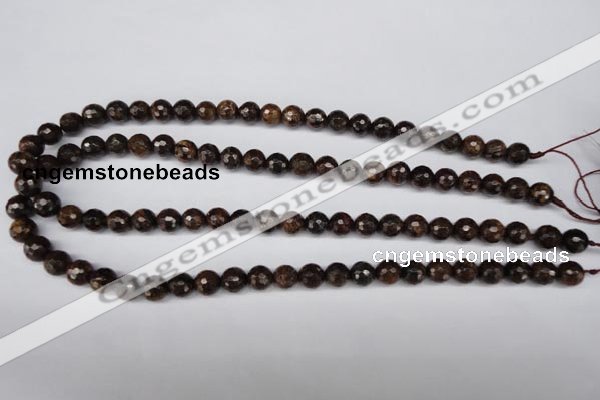 CBZ94 15.5 inches 8mm faceted round bronzite gemstone beads