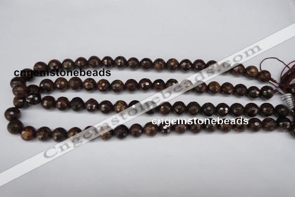 CBZ95 15.5 inches 10mm faceted round bronzite gemstone beads