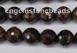 CBZ96 15.5 inches 12mm faceted round bronzite gemstone beads